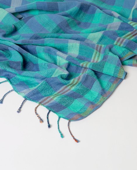 SURKANA Foulard cotone rettangolare a quadri 36MOCU221