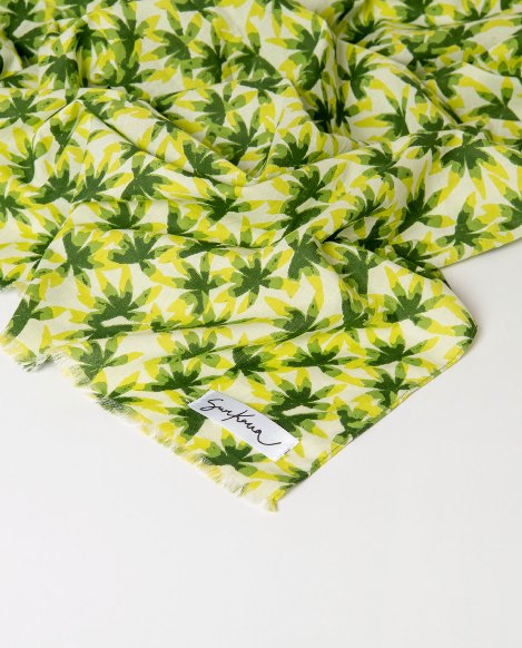 SURKANA Foulard cotone rettangolare stampato con frange   36MOAL221-230