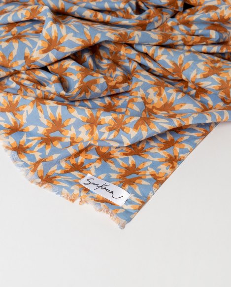 SURKANA Foulard cotone rettangolare stampato con frange   36MOAL221-230