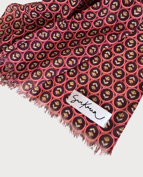 SURKANA Foulard cotone rettangolare stampato con frange   36MOAL221-230