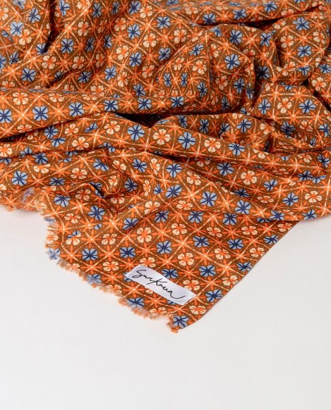 SURKANA Foulard cotone rettangolare stampato con frange   36MOAL221-230
