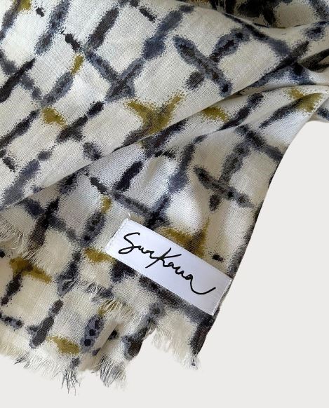 SURKANA Foulard cotone rettangolare stampato con frange   36MOAL221-230