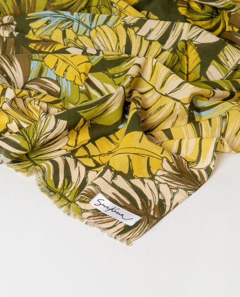 SURKANA Foulard cotone rettangolare stampato con frange   36MOAL221-230