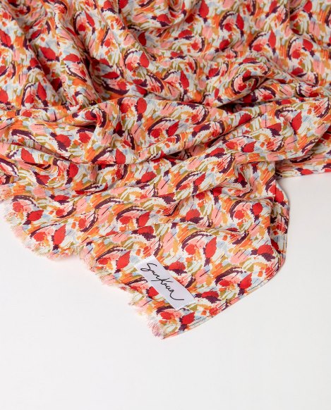 SURKANA Foulard cotone rettangolare stampato con frange   36MOAL221-230