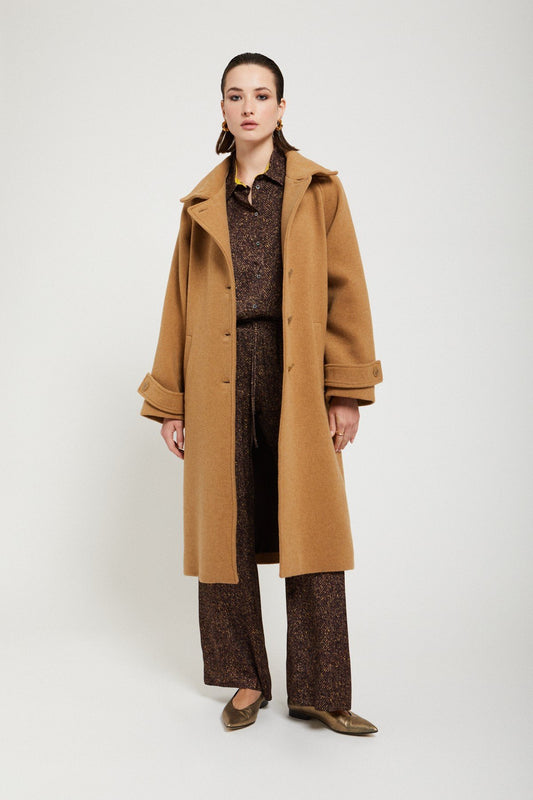 OTTOD'AME CAPPOTTO MIDI in misto lana con cintura