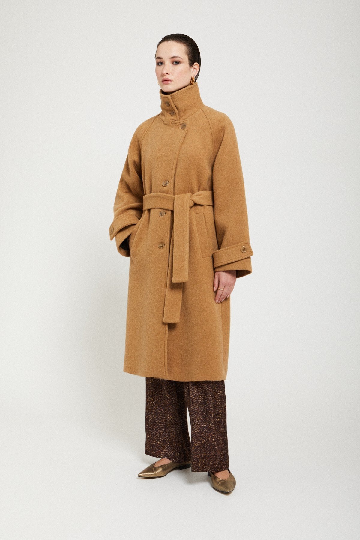 OTTOD'AME CAPPOTTO MIDI in misto lana con cintura