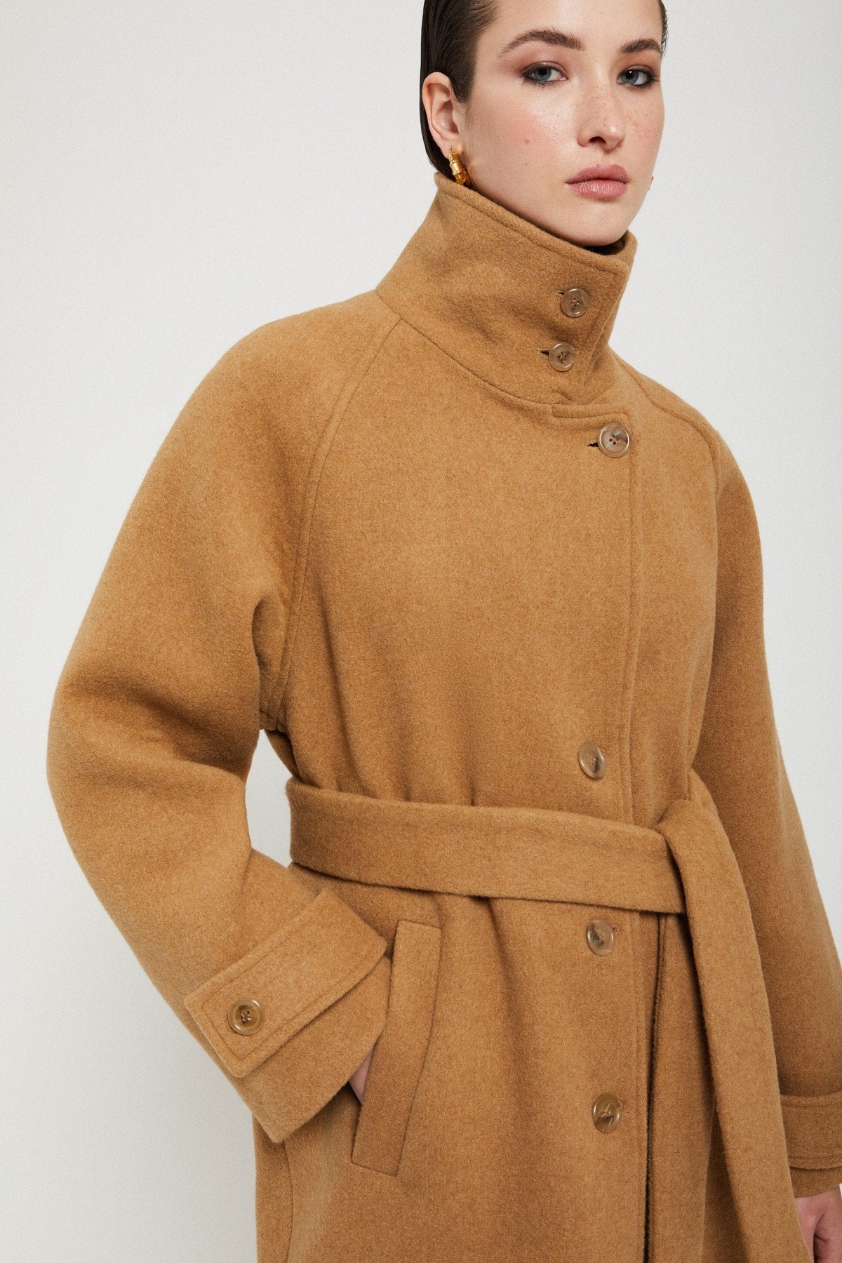 OTTOD'AME CAPPOTTO MIDI in misto lana con cintura