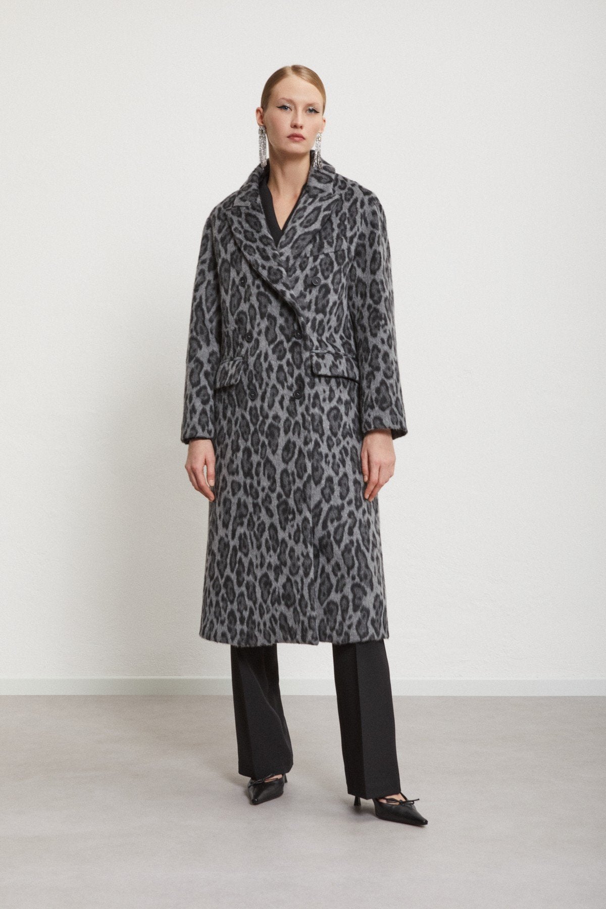 OTTOD'AME CAPPOTTO LUNGO ANIMALIER