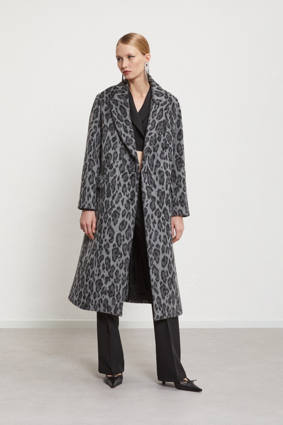 OTTOD'AME CAPPOTTO LUNGO ANIMALIER