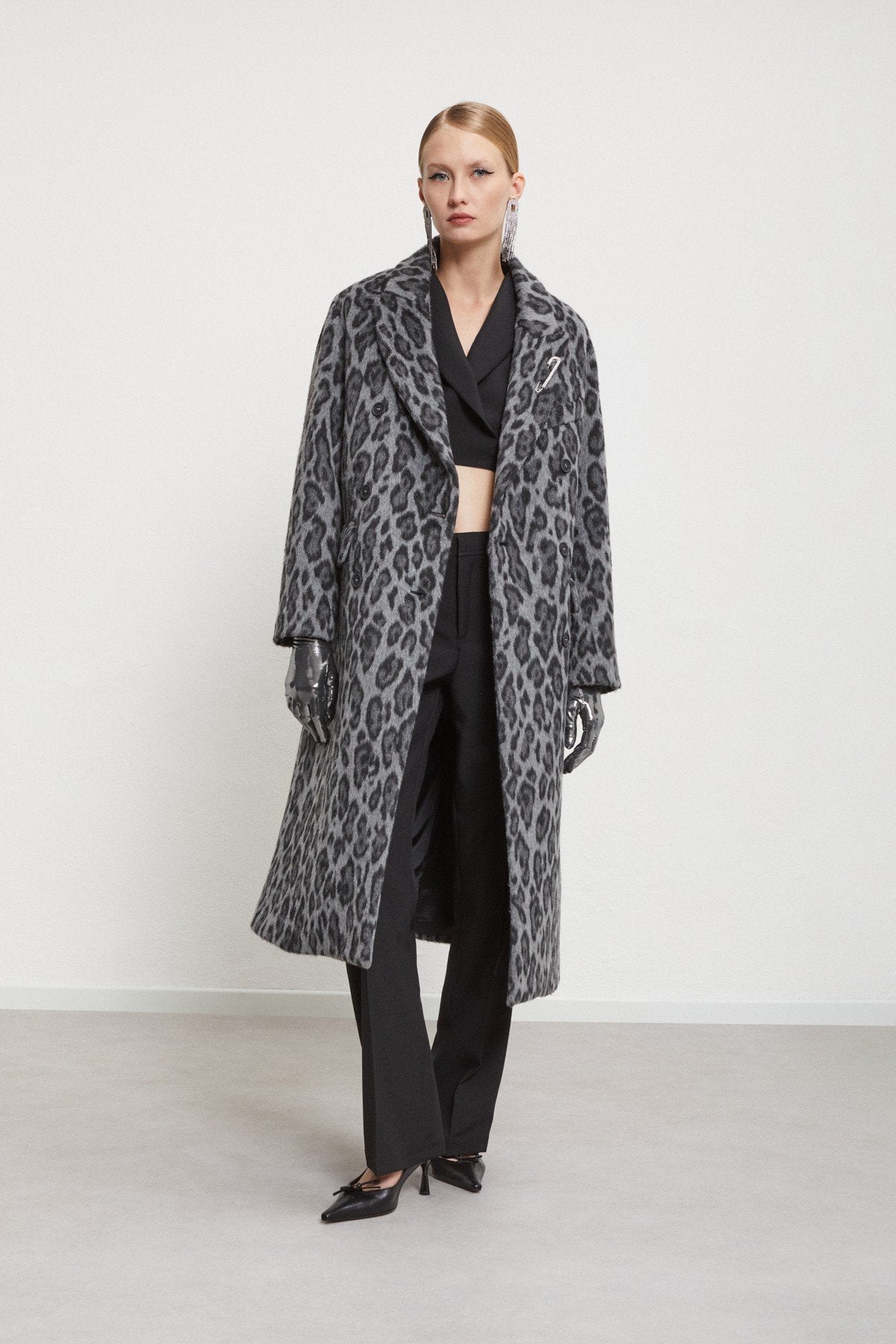 OTTOD'AME CAPPOTTO LUNGO ANIMALIER