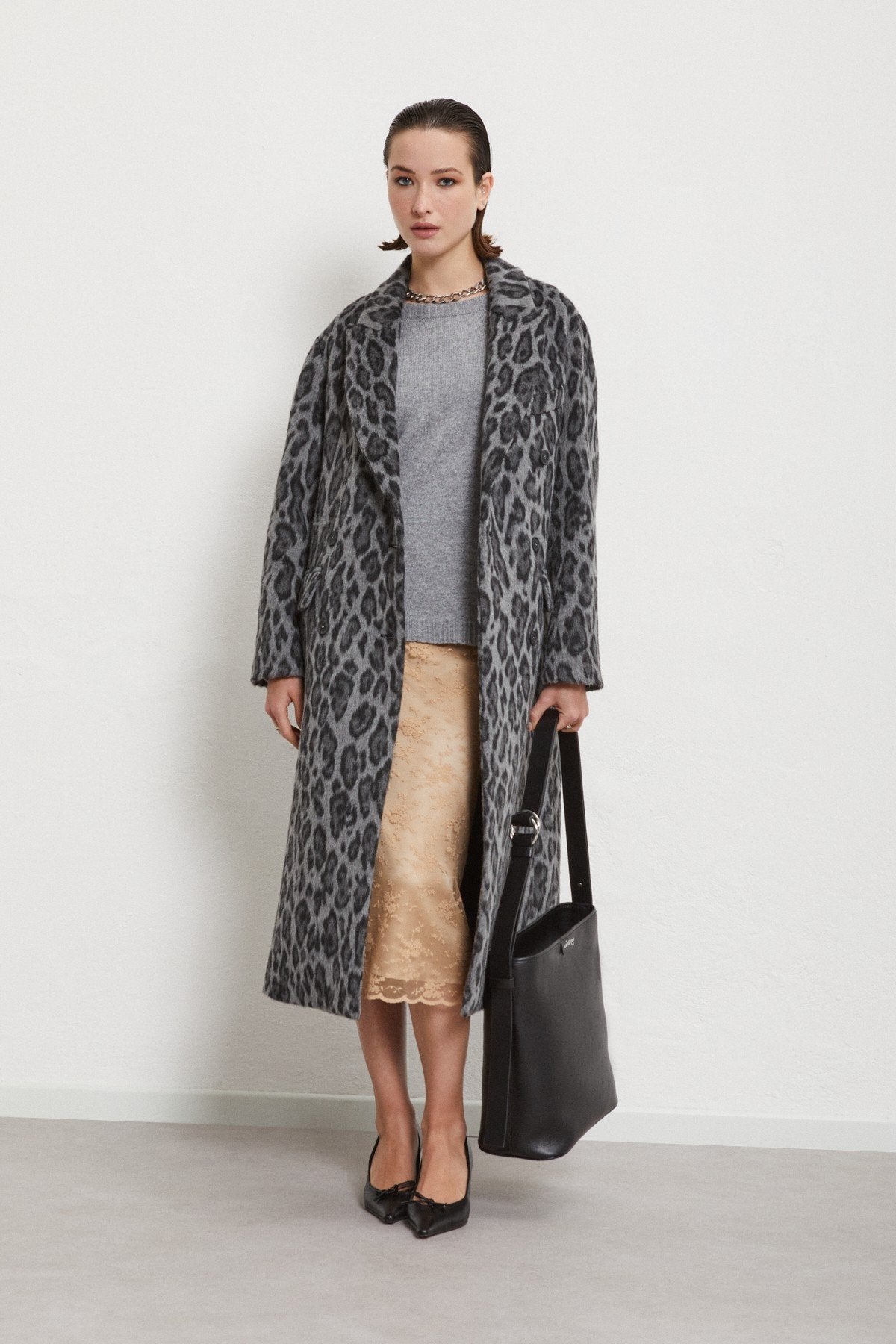 OTTOD'AME CAPPOTTO LUNGO ANIMALIER